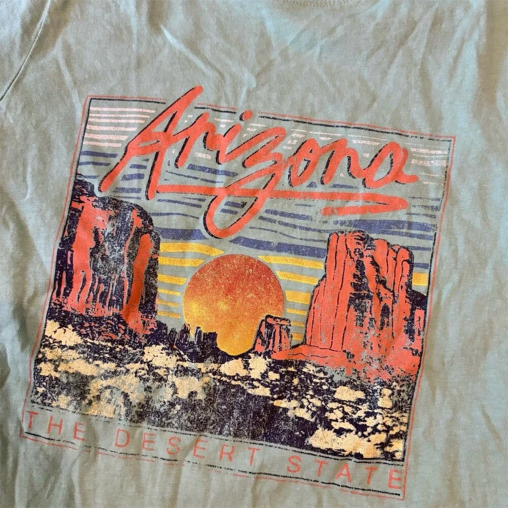Moonish Rebel Boys T-Shirt Size M Teal Arizona Desert State Graphic Tee